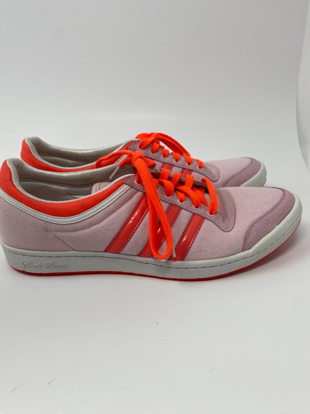 Adidas Sleek Series Top 10 Low Sneakers Shoes Womens 10 Pink Coral Orange - Picture 6 of 13